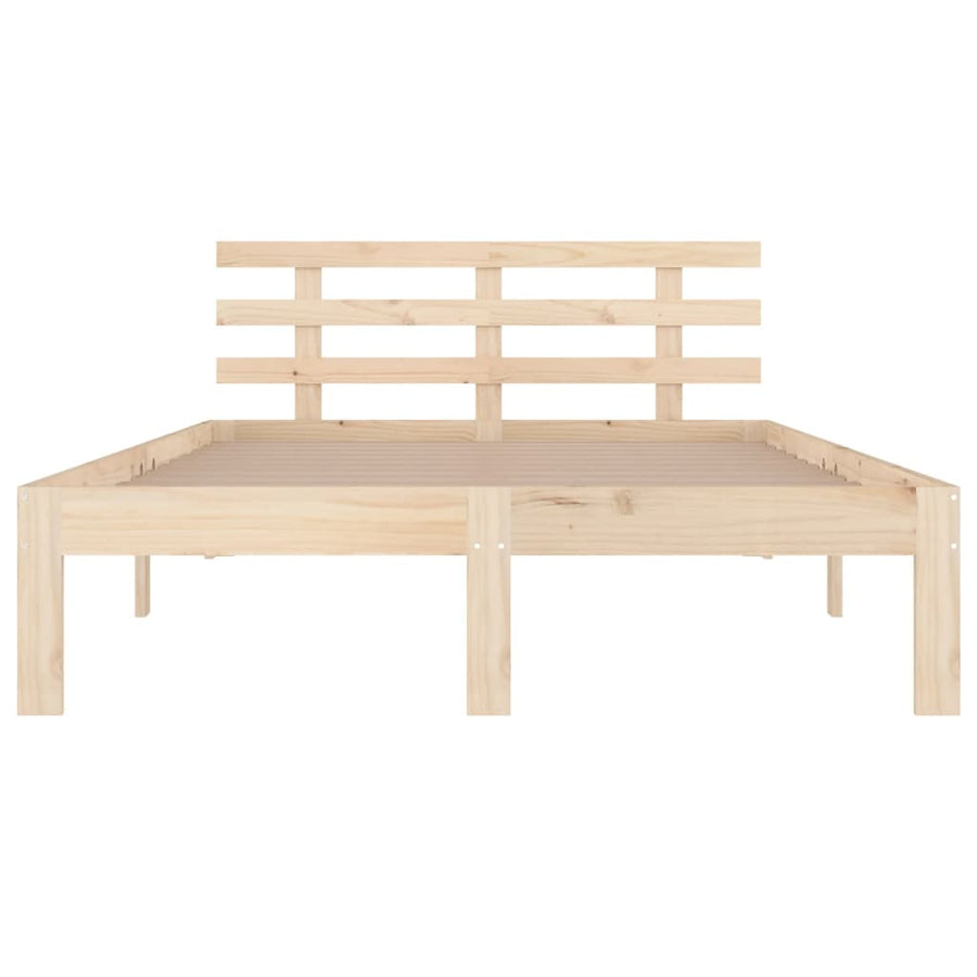 Bedframe Massief Hout 140 x 190 cm Naturel