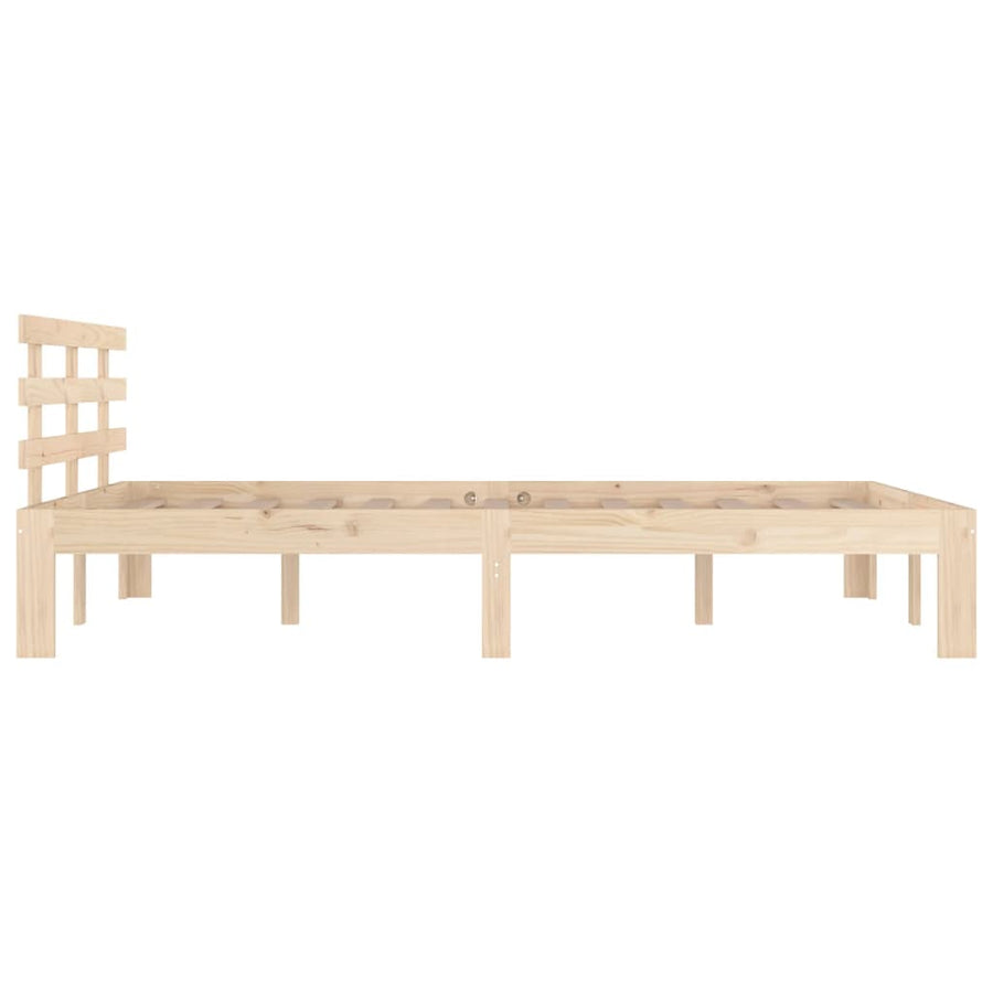 Bedframe Massief Hout 140 x 190 cm Naturel