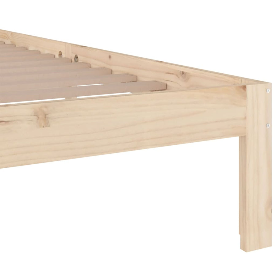 Bedframe Massief Hout 140 x 190 cm Naturel