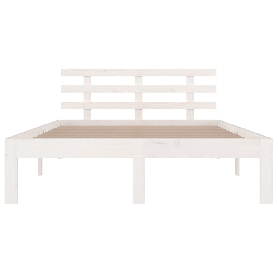 Bedframe Massief Hout 140 x 190 cm Wit