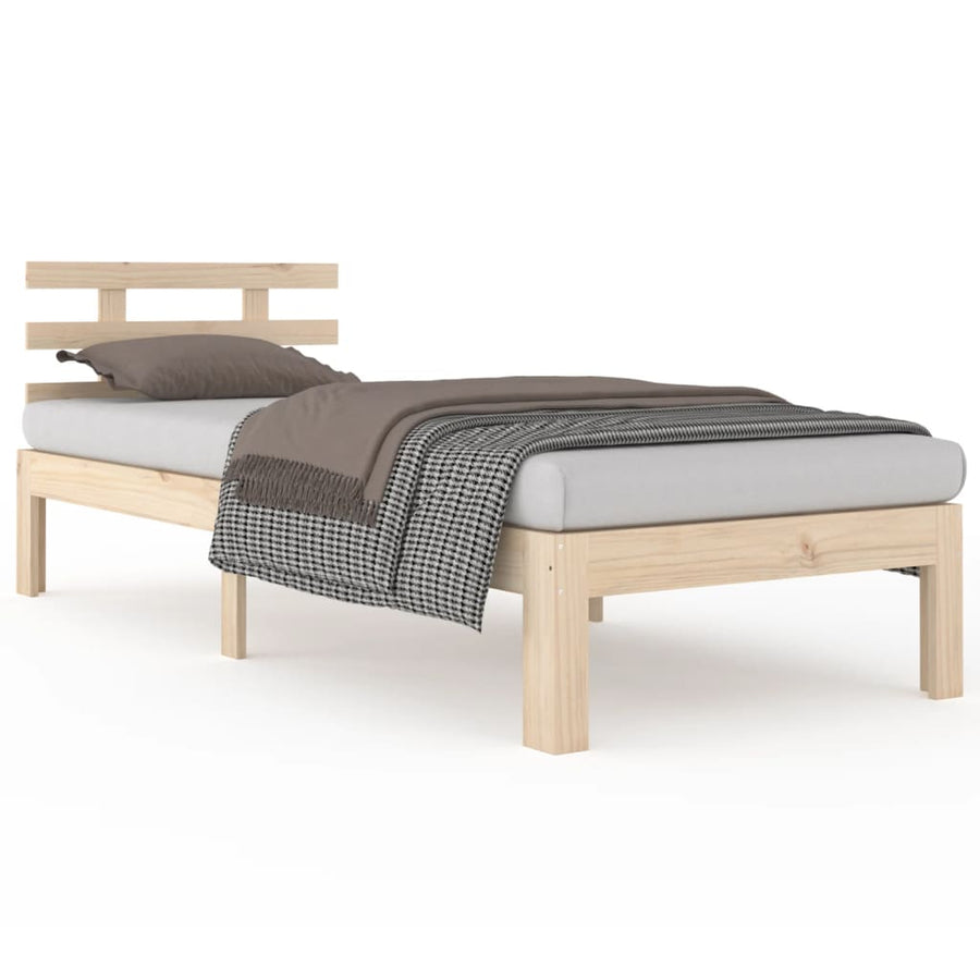 Bedframe Massief Hout 90 x 200 cm Naturel