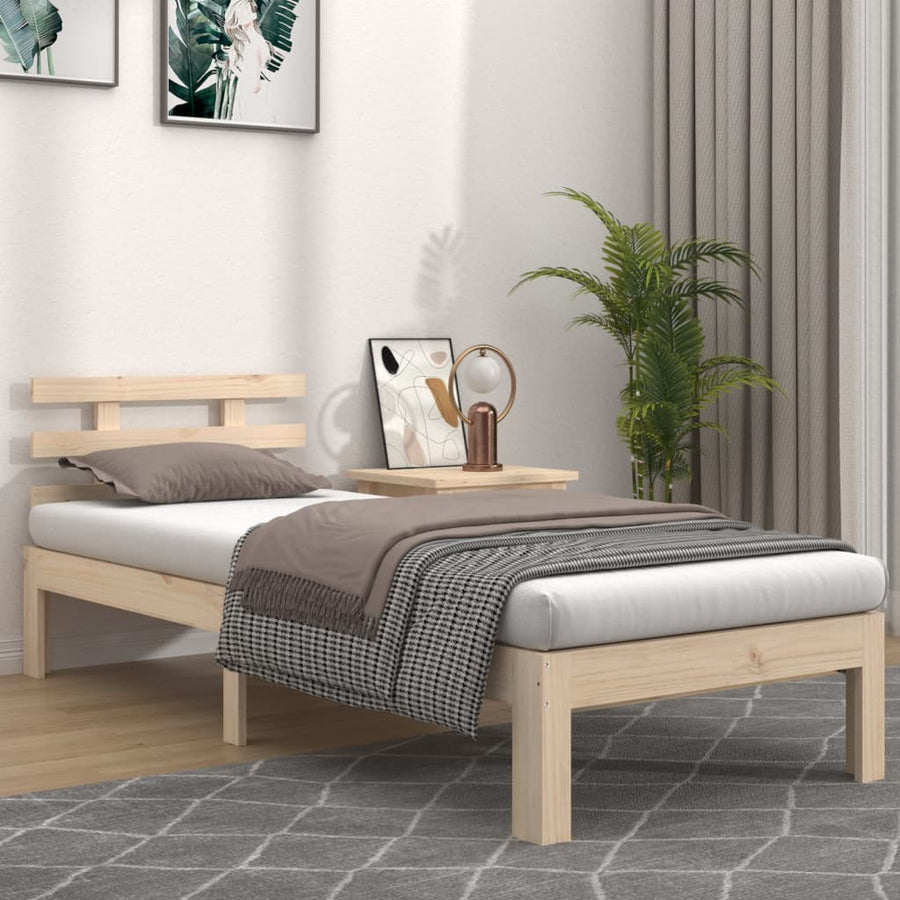 Bedframe Massief Hout 90 x 200 cm Naturel