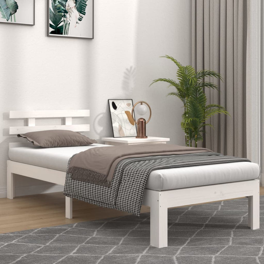Bedframe Massief Hout 90 x 200 cm Wit