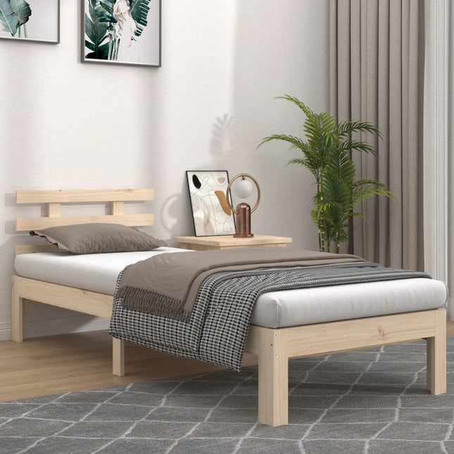 Bedframe Massief Hout 100 x 200 cm Naturel