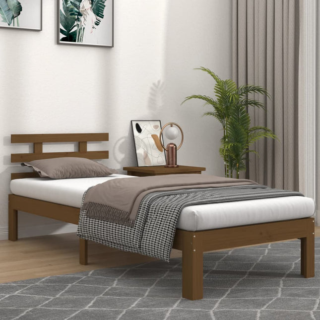 Bedframe Massief Hout 100 x 200 cm Honingbruin