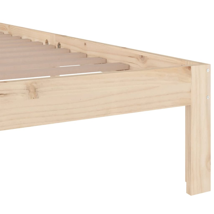 Bedframe Massief Hout 140 x 200 cm Naturel