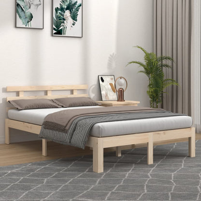 Bedframe Massief Hout 140 x 200 cm Naturel