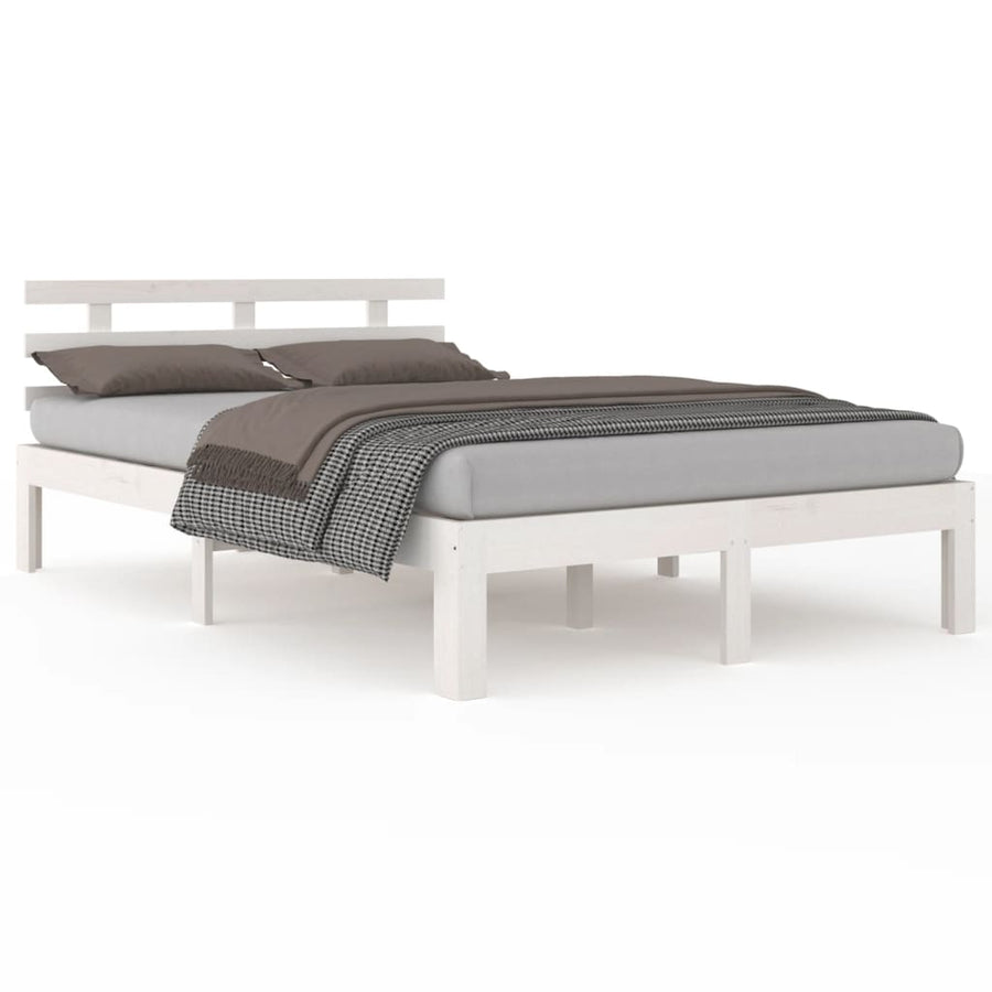 Bedframe Massief Hout 140 x 200 cm Wit