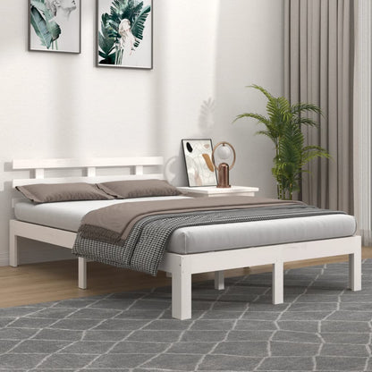 Bedframe Massief Hout 140 x 200 cm Wit