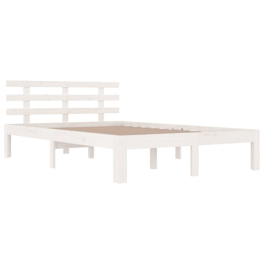 Bedframe Massief Hout King Size 150 x 200 cm Wit