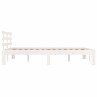 Bedframe Massief Hout King Size 150 x 200 cm Wit