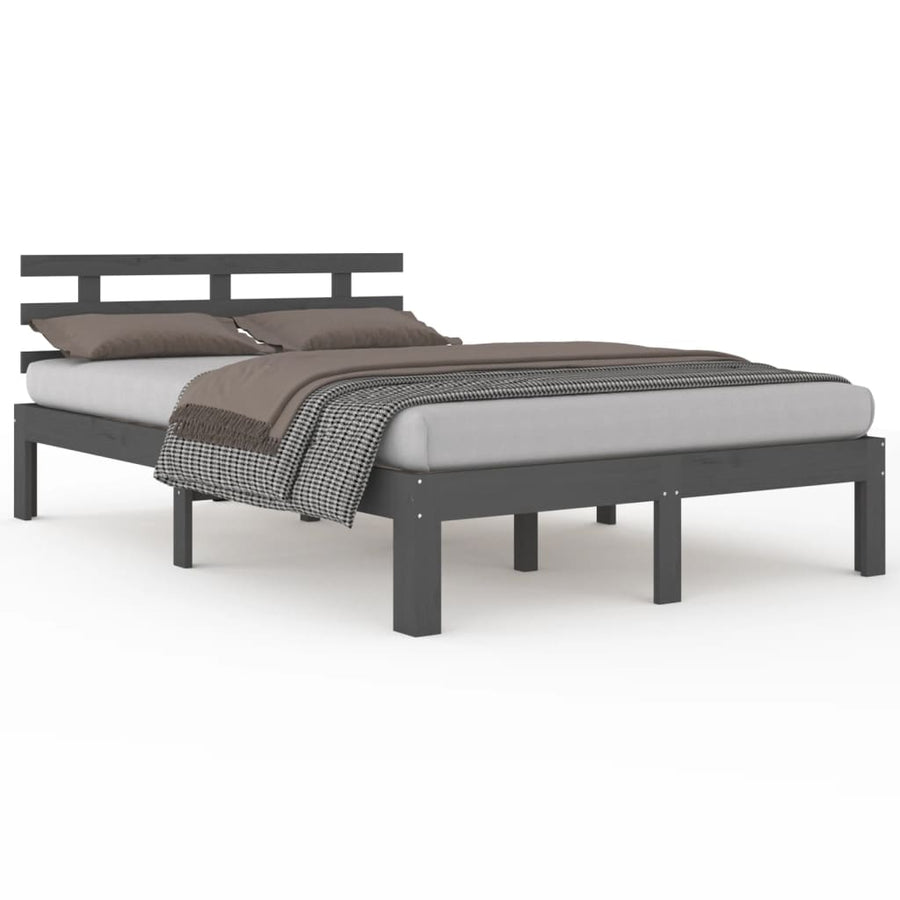 Bedframe massief hout grijs 150x200 cm
