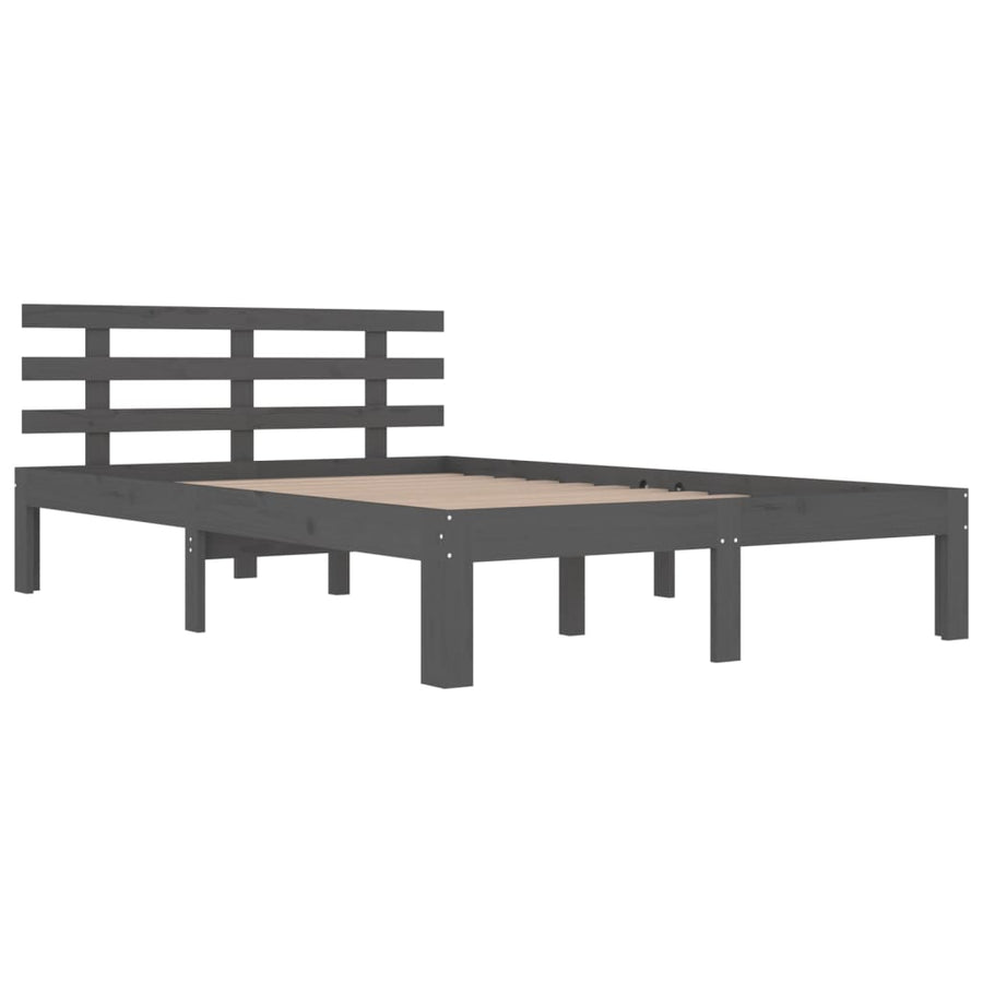Bedframe massief hout grijs 150x200 cm