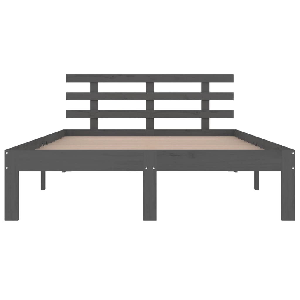 Bedframe massief hout grijs 150x200 cm