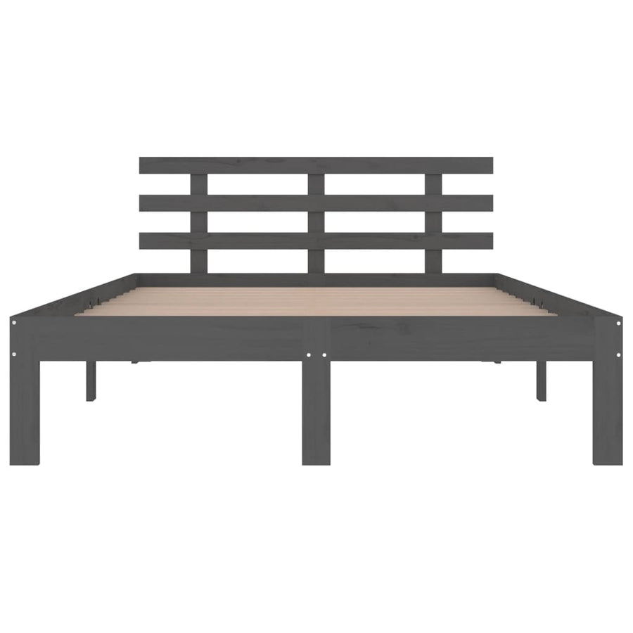 Bedframe massief hout grijs 150x200 cm