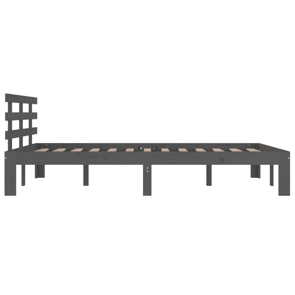 Bedframe massief hout grijs 150x200 cm