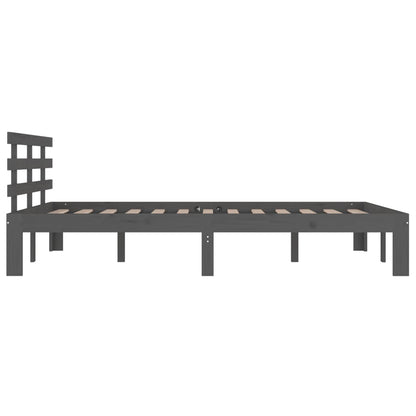 Bedframe massief hout grijs 150x200 cm