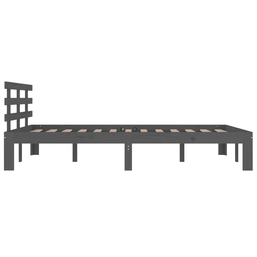 Bedframe massief hout grijs 150x200 cm
