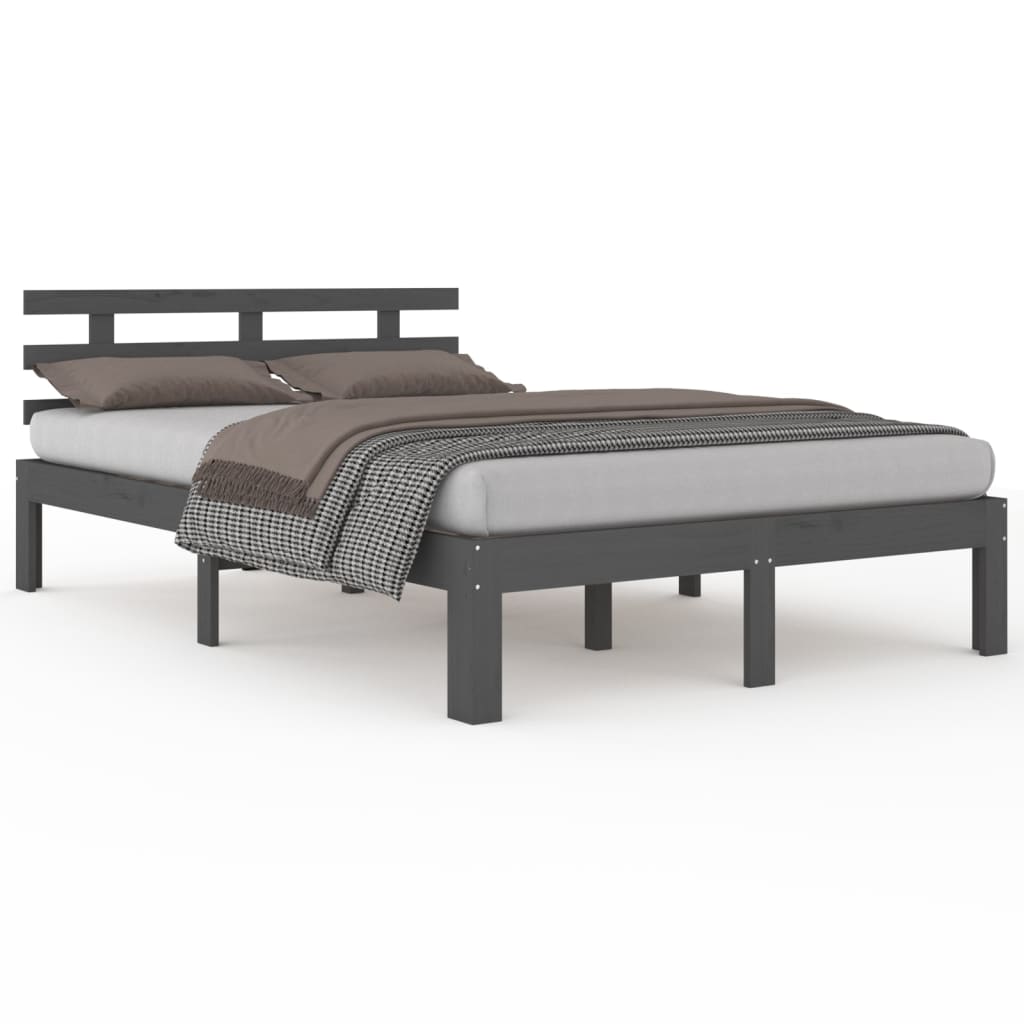 Bedframe Massief Hout 200 x 200 cm Grijs