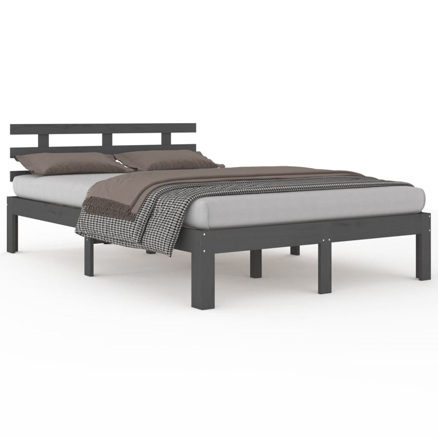Bedframe Massief Hout 200 x 200 cm Grijs