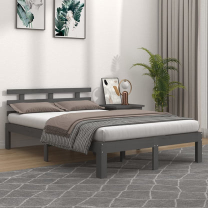 Bedframe Massief Hout 200 x 200 cm Grijs