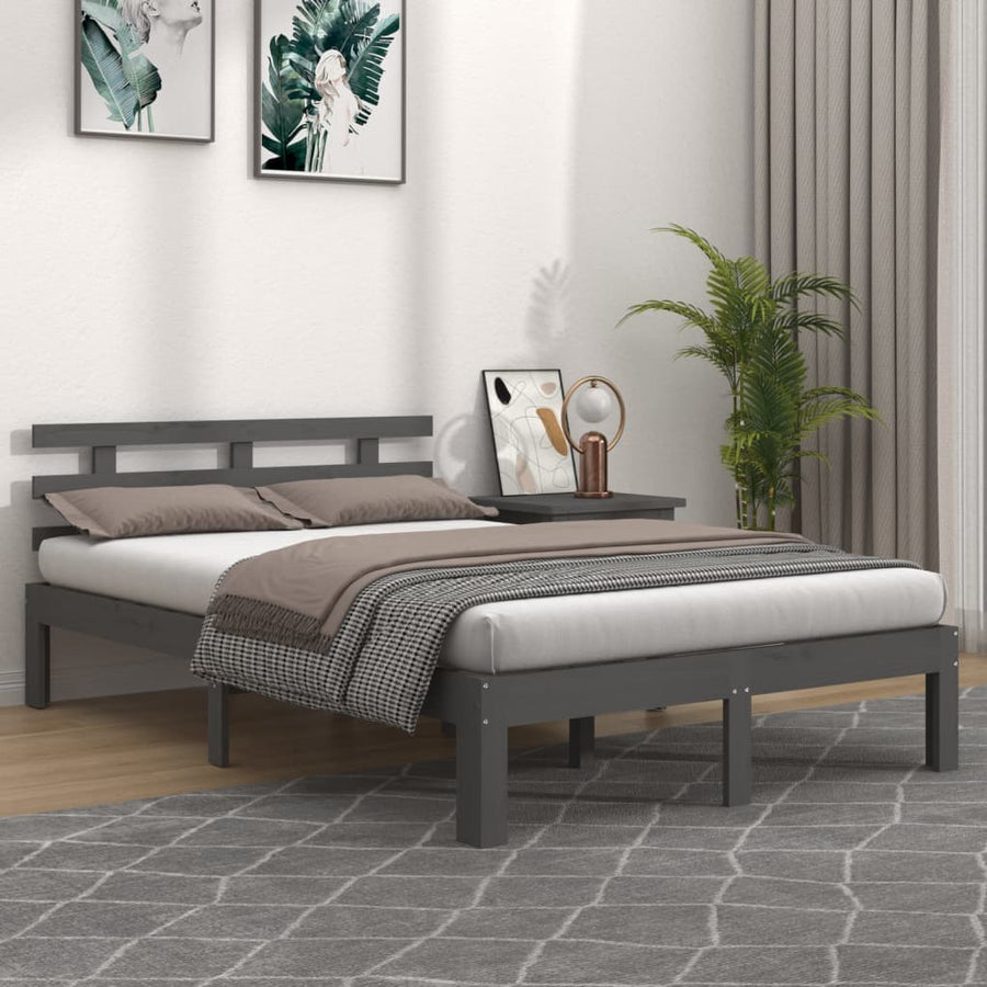 Bedframe Massief Hout 200 x 200 cm Grijs