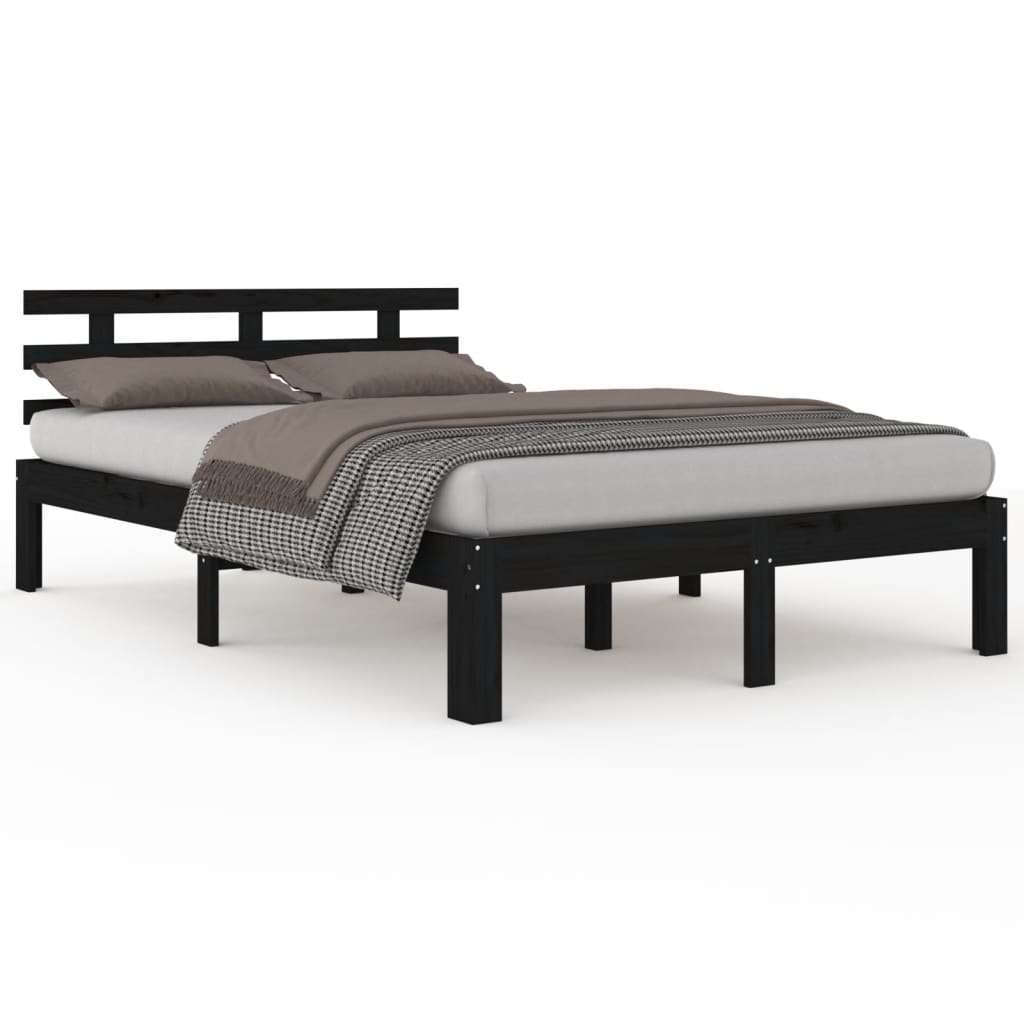 Bedframe Massief Hout 200 x 200 cm Zwart
