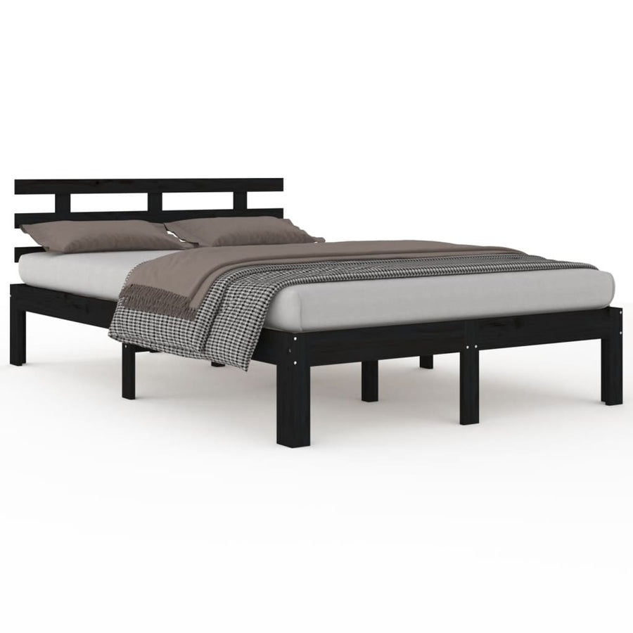 Bedframe Massief Hout 200 x 200 cm Zwart