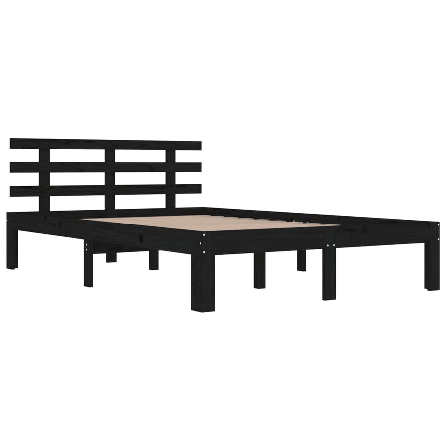 Bedframe Massief Hout 200 x 200 cm Zwart