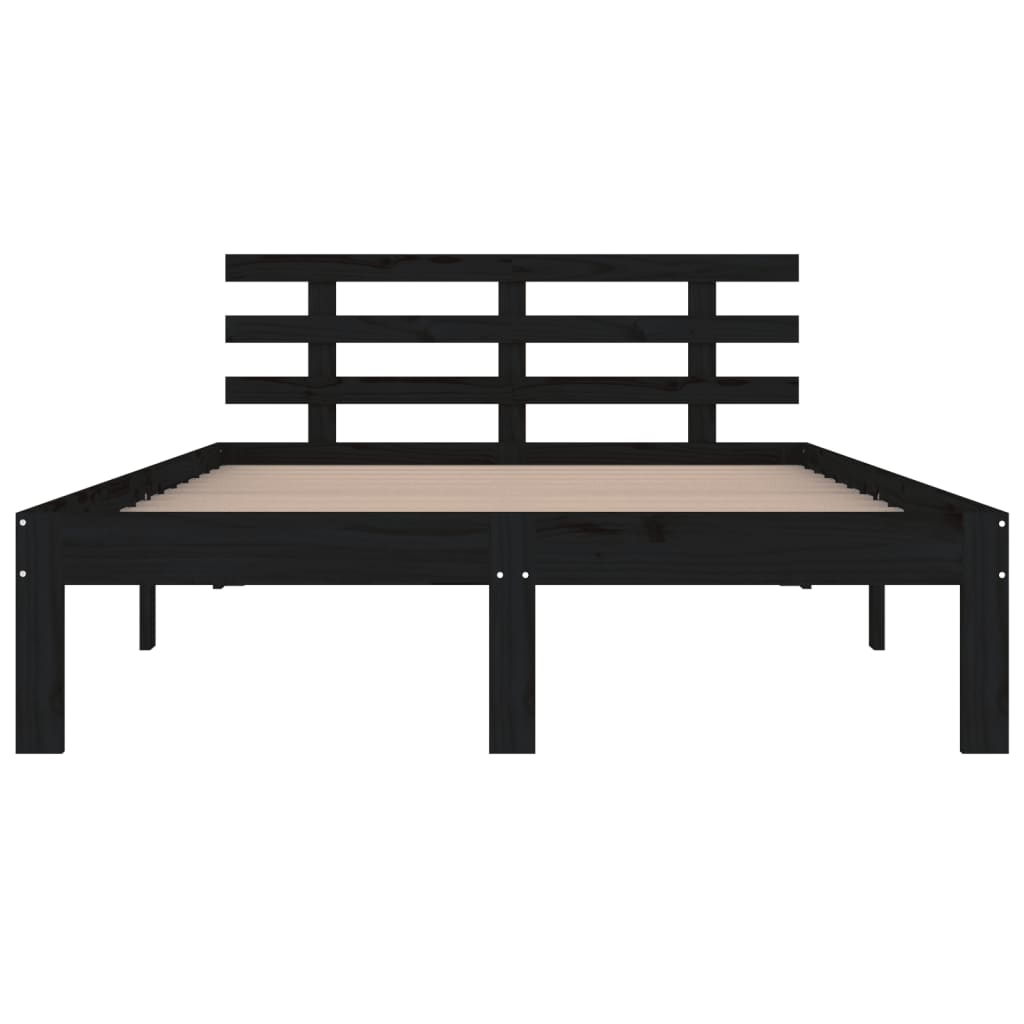 Bedframe Massief Hout 200 x 200 cm Zwart
