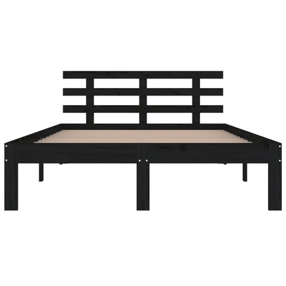 Bedframe Massief Hout 200 x 200 cm Zwart