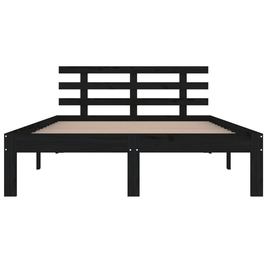 Bedframe Massief Hout 200 x 200 cm Zwart