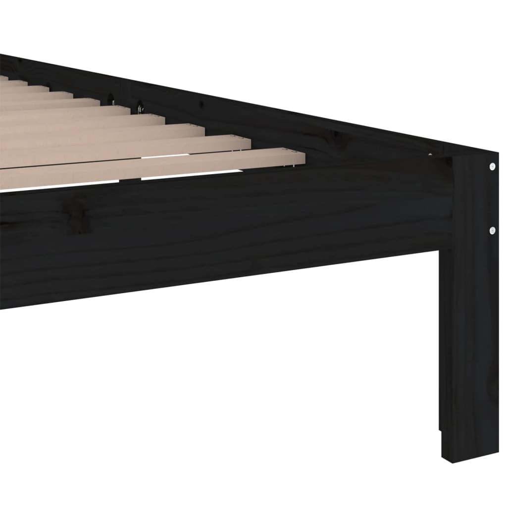 Bedframe Massief Hout 200 x 200 cm Zwart