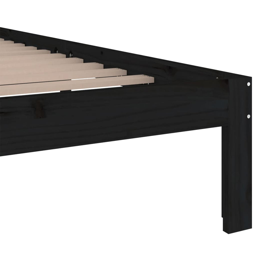 Bedframe Massief Hout 200 x 200 cm Zwart