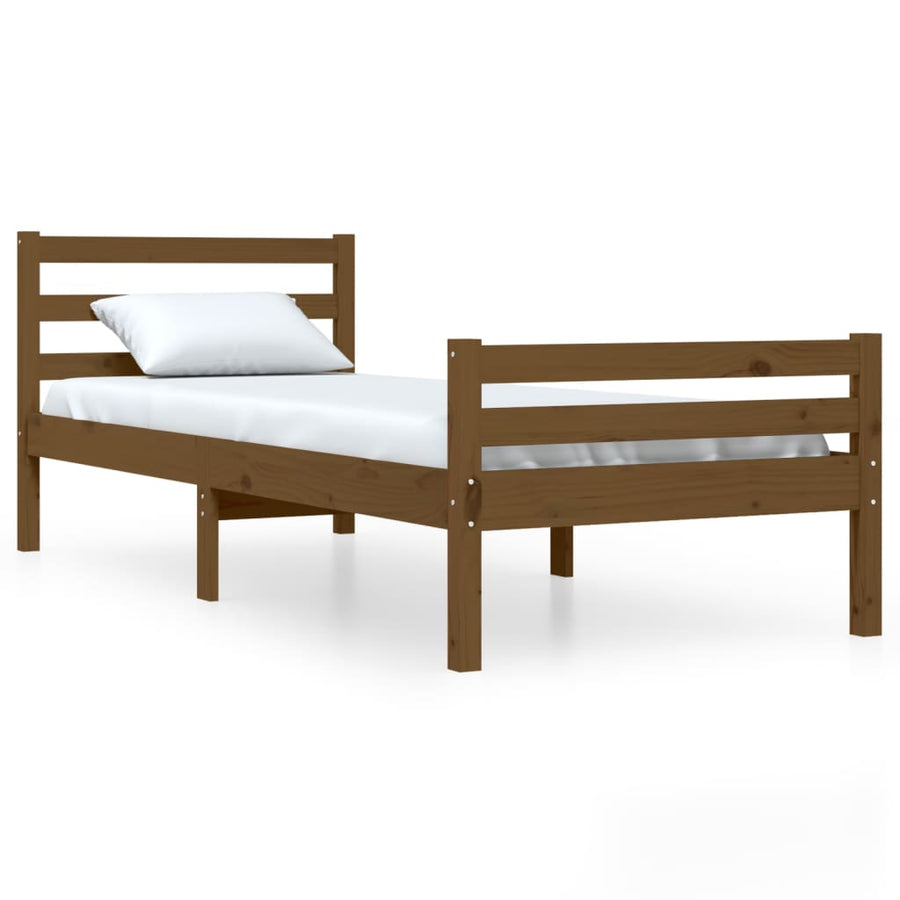 Bedframe Massief Hout Small Single 75 x 190 cm Honingbruin