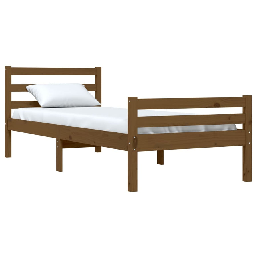 Bedframe Massief Hout Small Single 75 x 190 cm Honingbruin