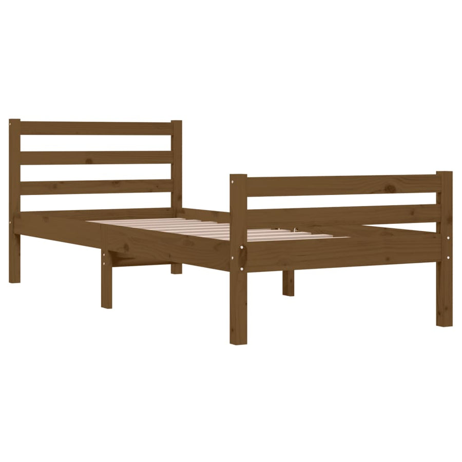 Bedframe Massief Hout Small Single 75 x 190 cm Honingbruin