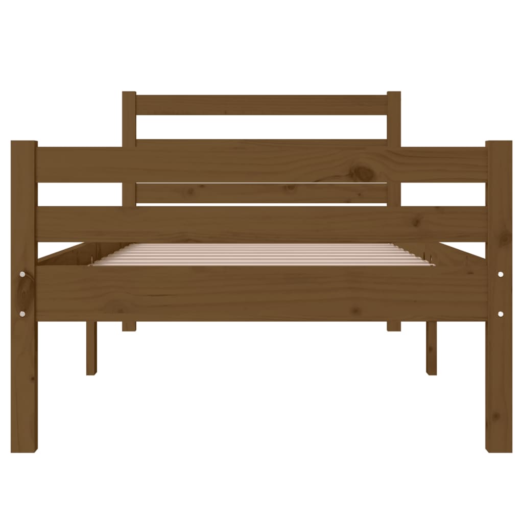 Bedframe Massief Hout Small Single 75 x 190 cm Honingbruin