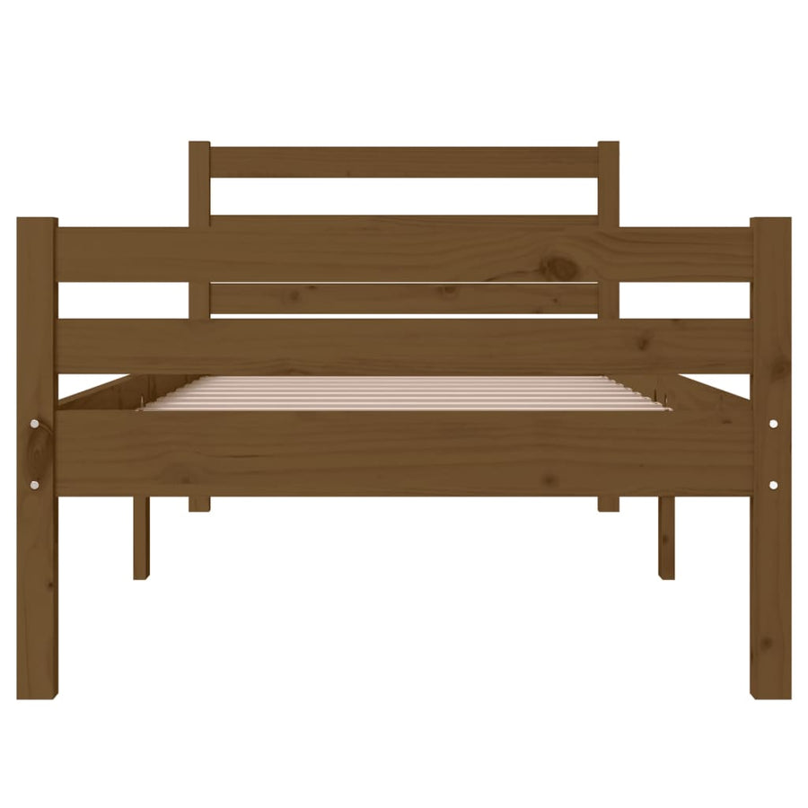 Bedframe Massief Hout Small Single 75 x 190 cm Honingbruin