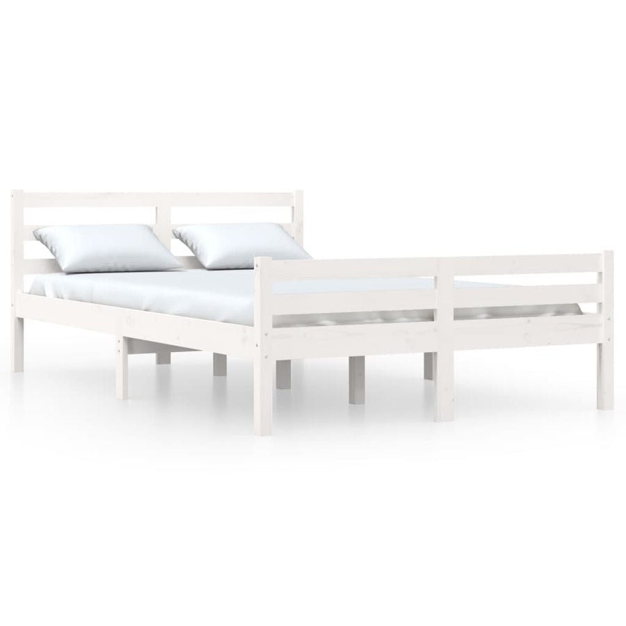 Bedframe Massief Hout Double 135 x 190 cm Wit