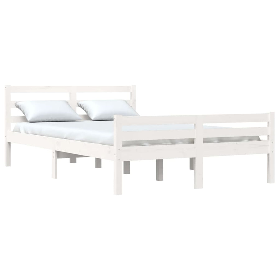 Bedframe Massief Hout Double 135 x 190 cm Wit