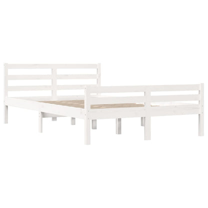 Bedframe Massief Hout Double 135 x 190 cm Wit