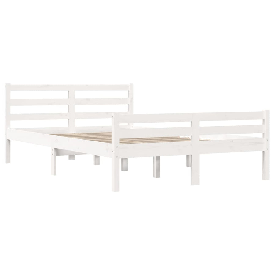 Bedframe Massief Hout Double 135 x 190 cm Wit