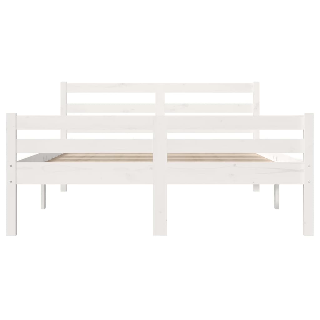 Bedframe Massief Hout Double 135 x 190 cm Wit