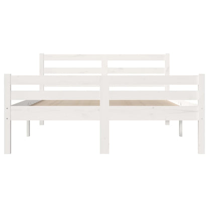 Bedframe Massief Hout Double 135 x 190 cm Wit