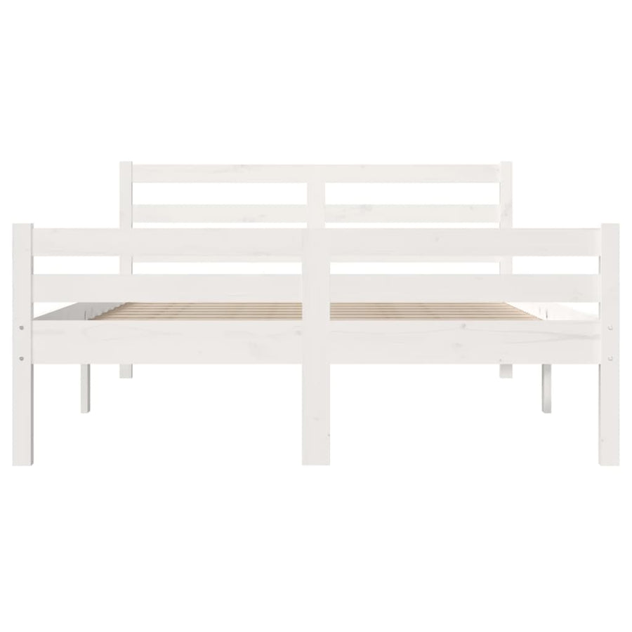 Bedframe Massief Hout Double 135 x 190 cm Wit