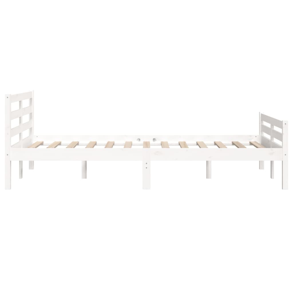 Bedframe Massief Hout Double 135 x 190 cm Wit