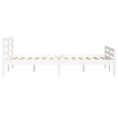 Bedframe Massief Hout Double 135 x 190 cm Wit