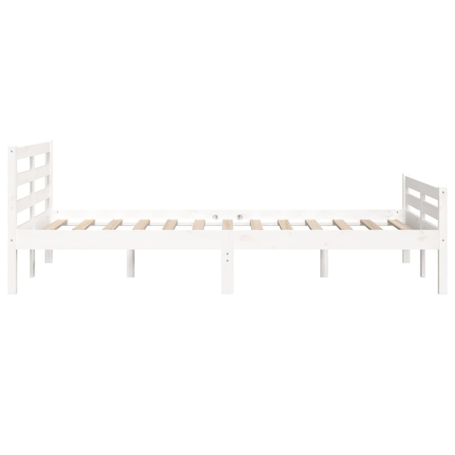 Bedframe Massief Hout Double 135 x 190 cm Wit