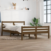 Solid honey-brown wooden bed frame 135x190 cm